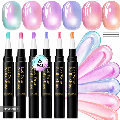 5 in 1 Aurora Gel Nail Polish Pen with Base Color and Top Coat