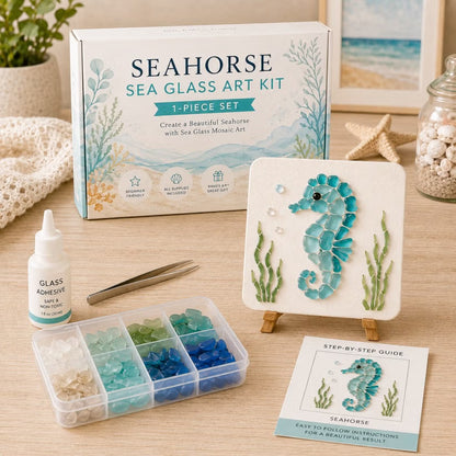 🌊 DIY Sea Glass Mosaic Art Kit – Create Beautiful Ocean-Inspired Artwork with Colorful Glass Pieces, Coastal Home Decor & Creative Handmade Gift