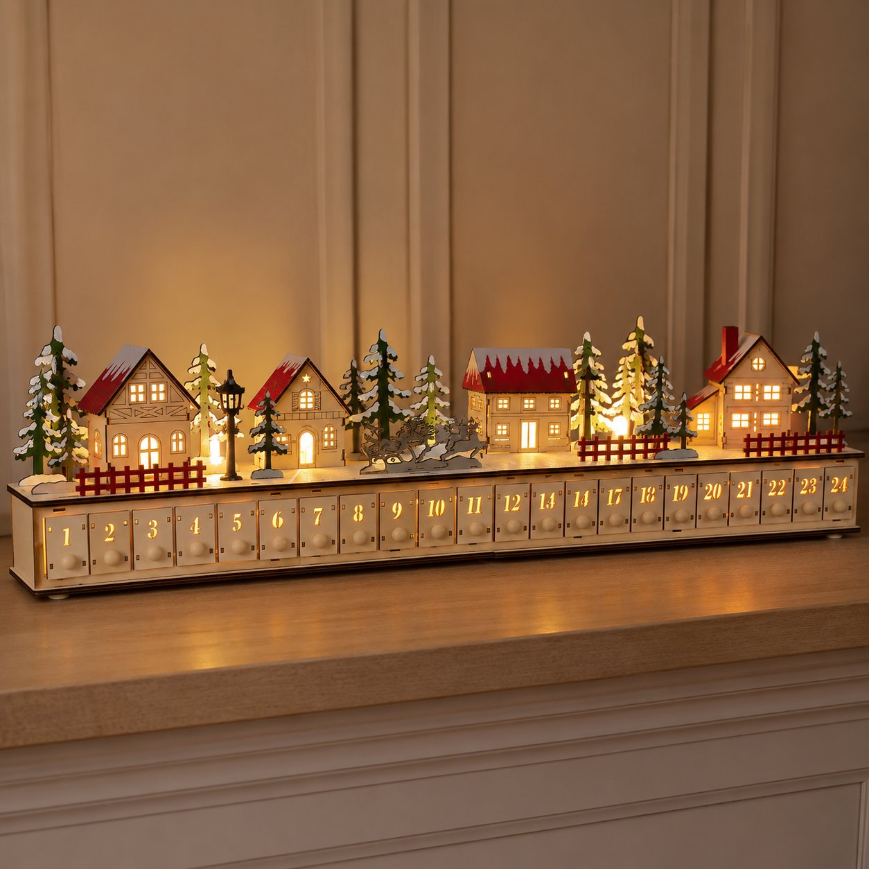 Wooden Village Advent Calendar With Led Glow🎁🌲