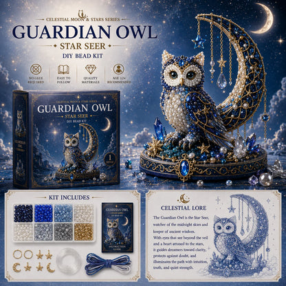 🌙 Moon Cat Luna Guardian DIY Bead Kit | Celestial Moon & Stars Series