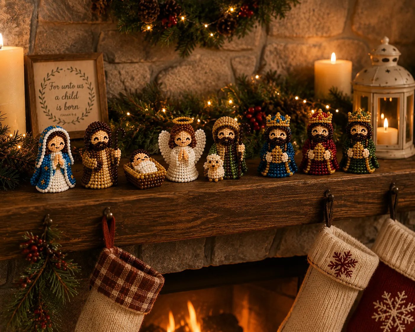 ✝️3D Beaded Nativity Collection DIY Kit – Handmade Christmas Faith Craft Set (8-Piece Set)