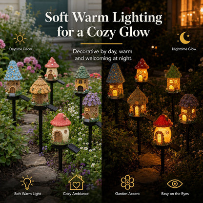 🍄 Enchanted Solar Mushroom House Light – Cozy Fairy Garden Decor