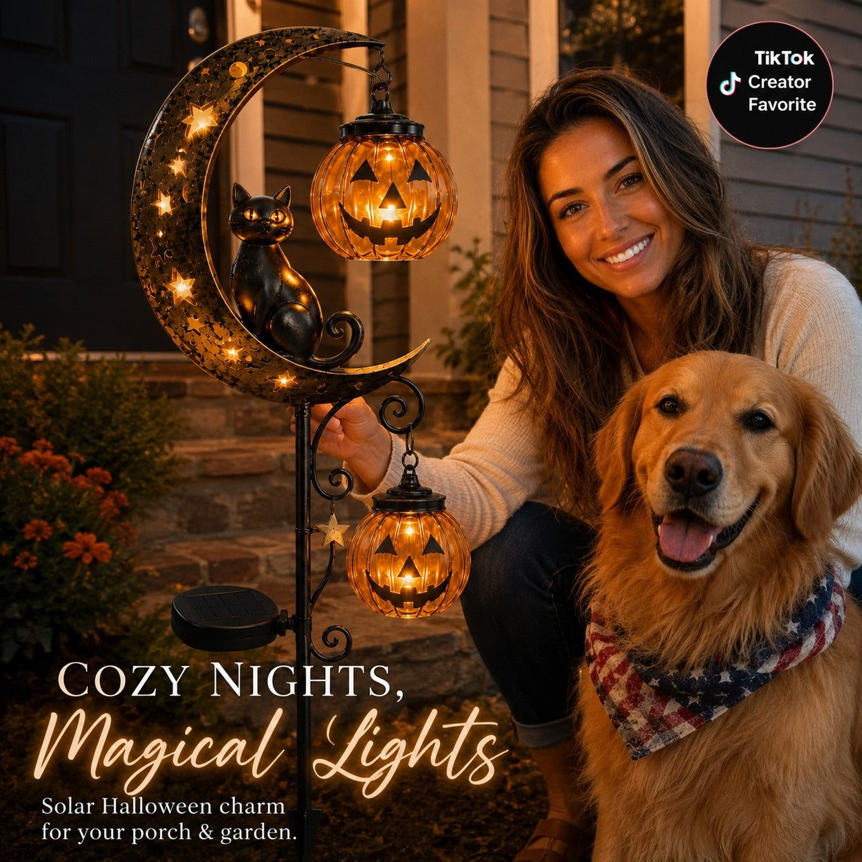 2026! ! !🔥59% OFF TODAY 👻 Solar Halloween Garden Stake Light with Black Cat & Pumpkin