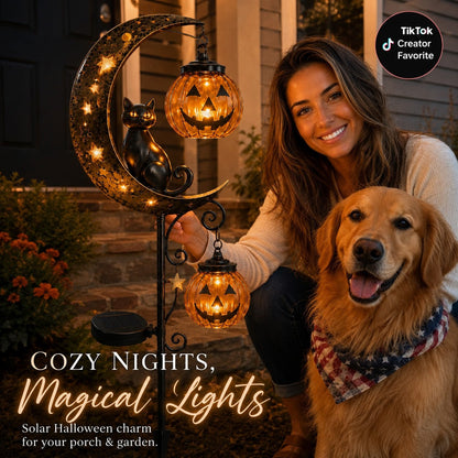 2026! ! !🔥59% OFF TODAY 👻 Solar Halloween Garden Stake Light with Black Cat & Pumpkin
