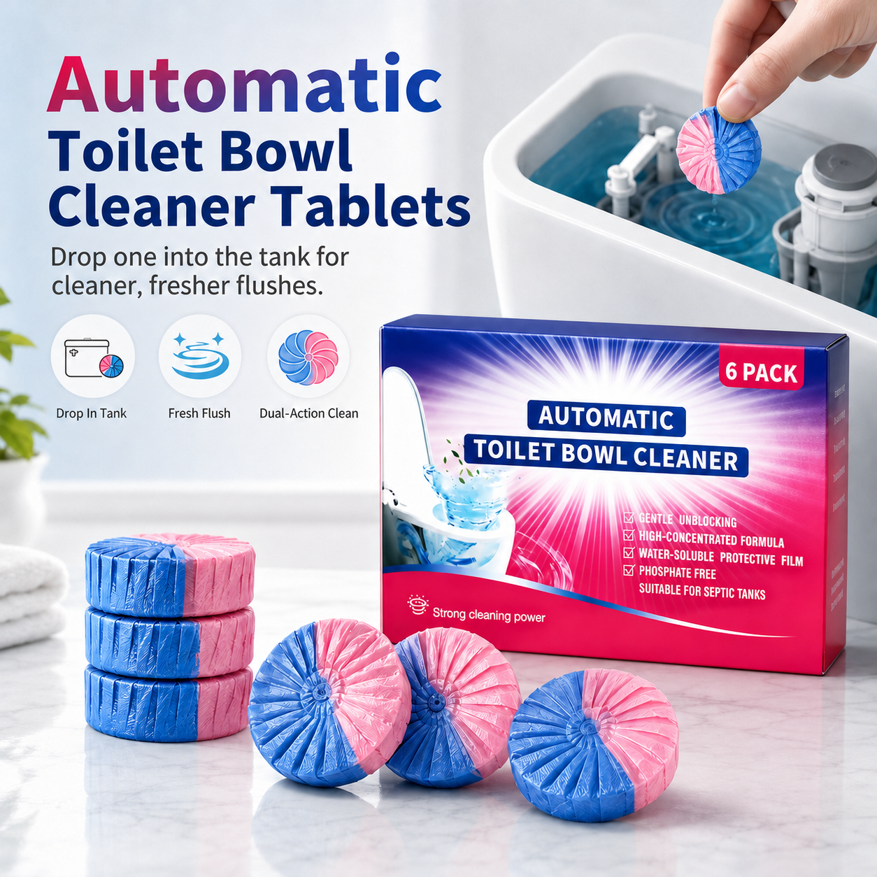 Dual-Color Toilet Tank Cleaner Tablets