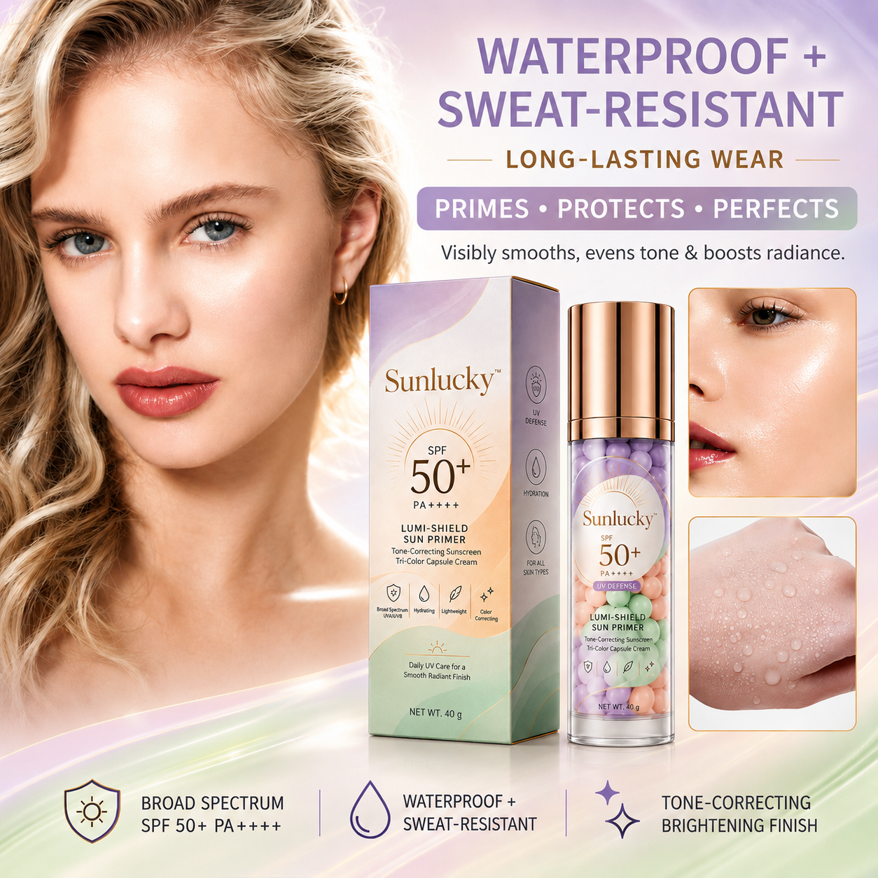 Sunluckyshop™ Three-Color Protective Isolation Cream with SPF 50 Coverage
