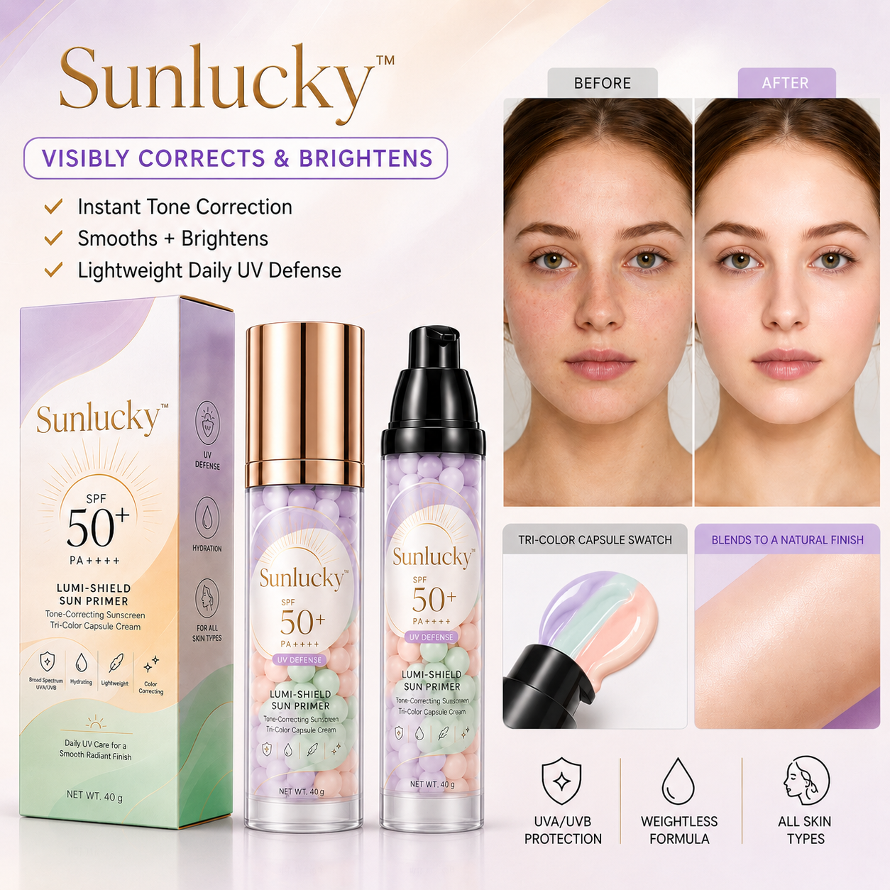 Sunluckyshop™ Three-Color Protective Isolation Cream with SPF 50 Coverage