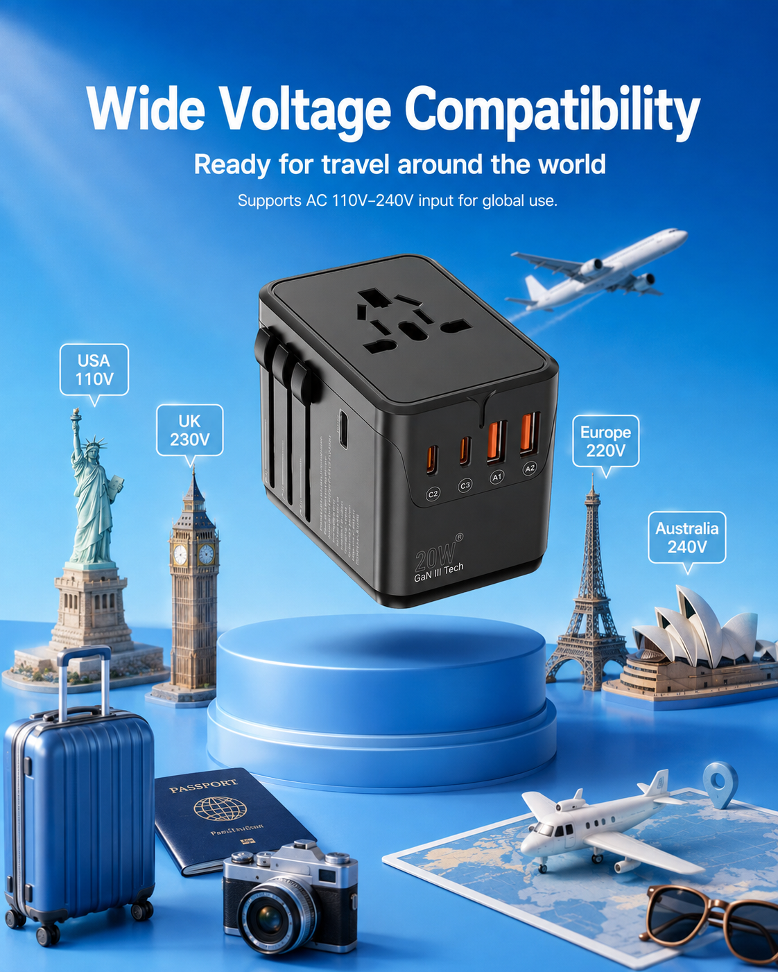 Smart safety protection system for the 20W GaN travel adapter