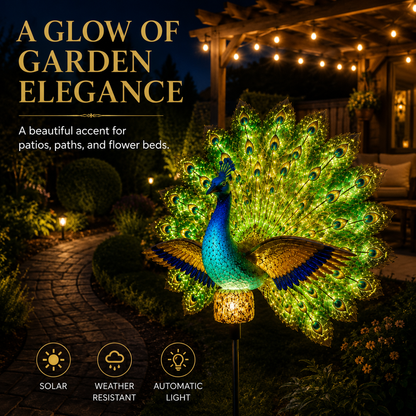 Solar Peacock Garden Sculpture