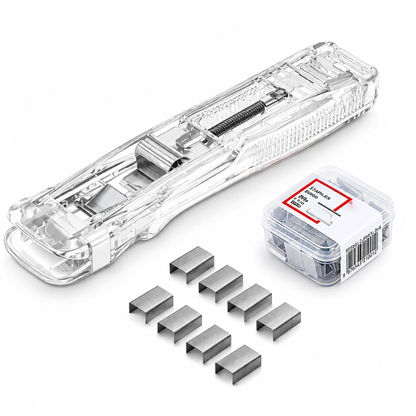 2 Pcs Portable Binder Clip Stapler, with 100 Pcs Small Binder Clips, Non-Destructive Paper Clam Dispenser for Office, Home, School