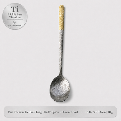 99.9% Pure Titanium Frost Spoon – Lightweight Long-Handle Tableware