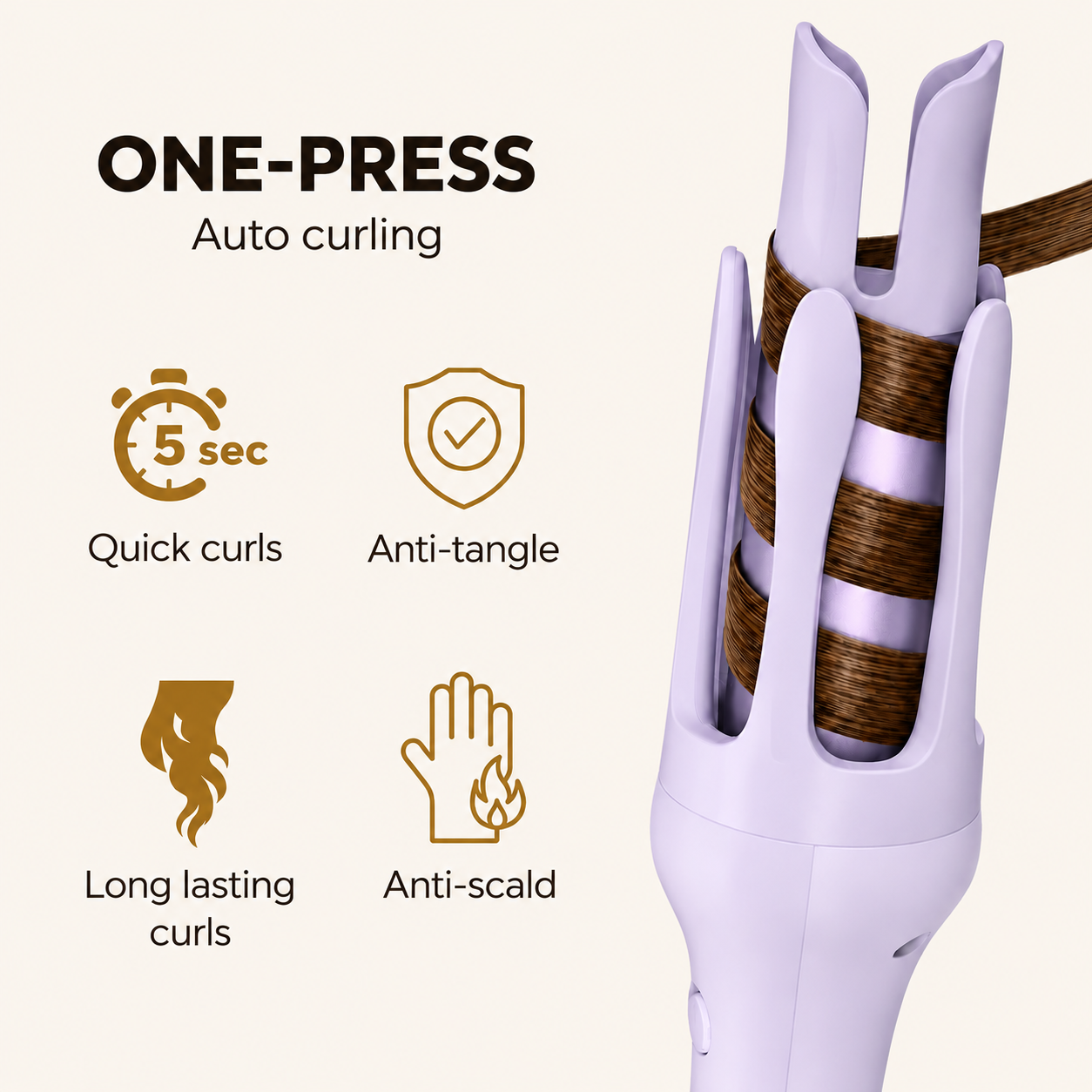 2026 Viral Celebrity Automatic Rotating Hair Curler | Press Type Auto Spin Curling Wand for Long Lasting Natural Curls