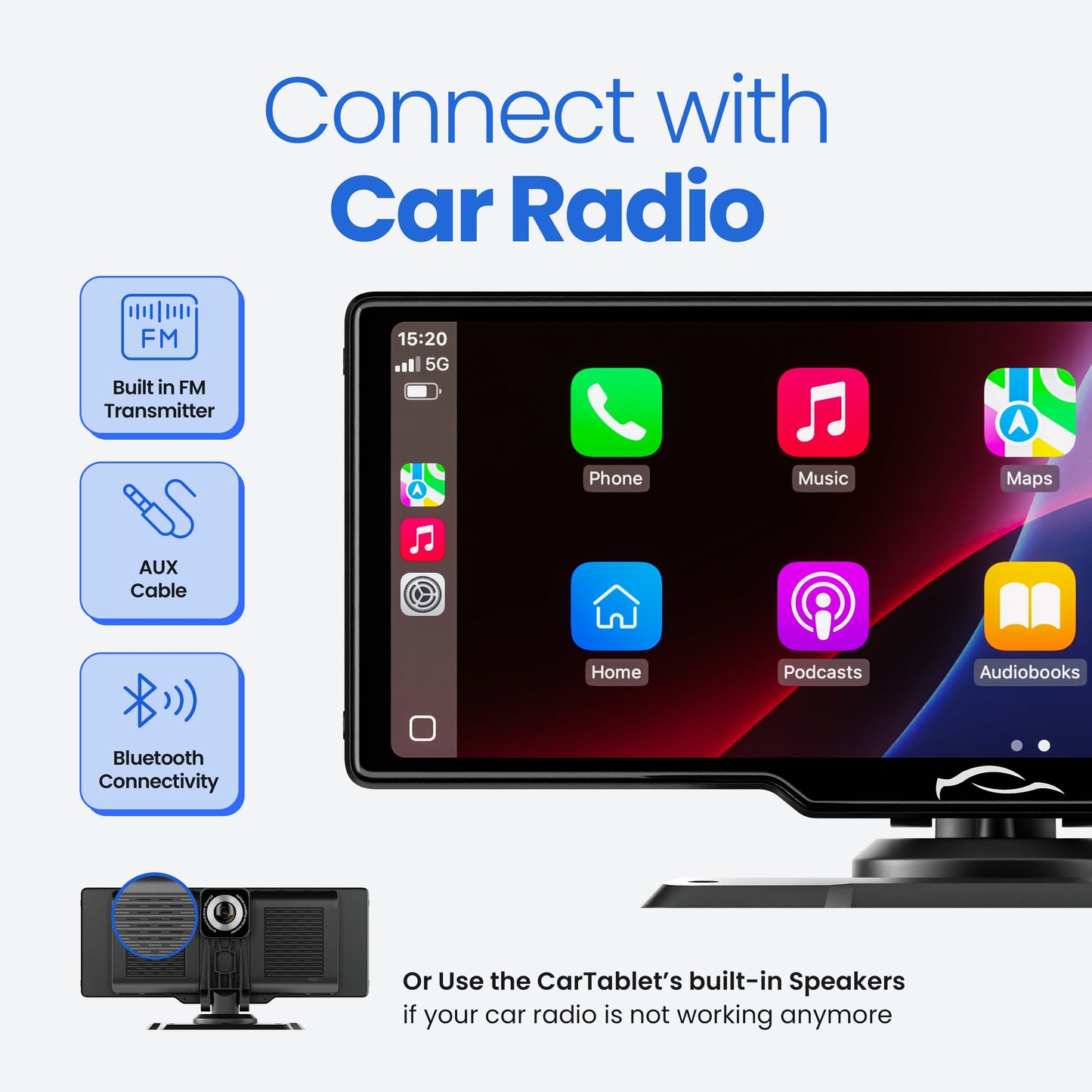 2026📢📢10 Inch Portable Touch Car Display with Wireless Apple CarPlay & Android Auto, Built-in 4K Dash Cam & Optional Rear View Camera, Plug-and-Play for All Vehicles