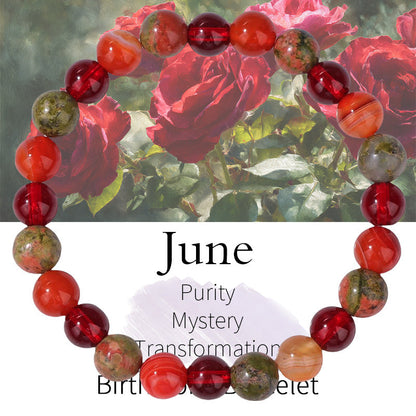Birthstone Crystal Bracelet | Anxiety Healing Floral Monthly Gift with Card