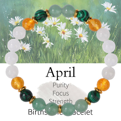Birthstone Crystal Bracelet | Anxiety Healing Floral Monthly Gift with Card