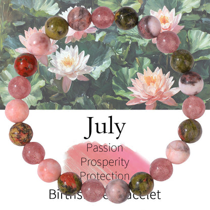 Birthstone Crystal Bracelet | Anxiety Healing Floral Monthly Gift with Card