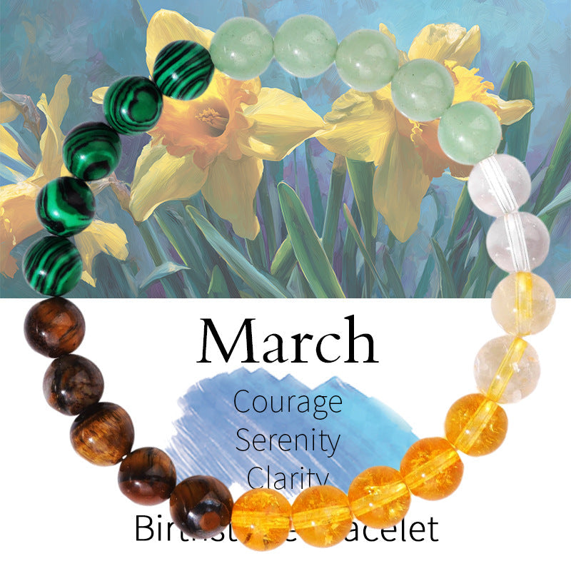 Birthstone Crystal Bracelet | Anxiety Healing Floral Monthly Gift with Card