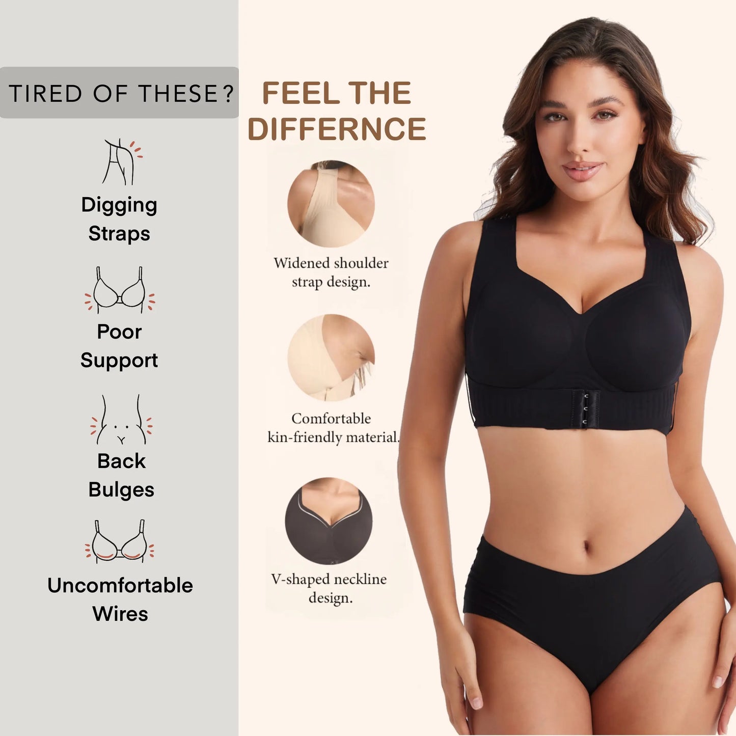 59% OFF Wireless Shaping Bra | 360 Jelly Strip Support Seamless Push Up Bra, Wide Strap Back Smoothing Sports Bra For Yoga Office Daily Wear