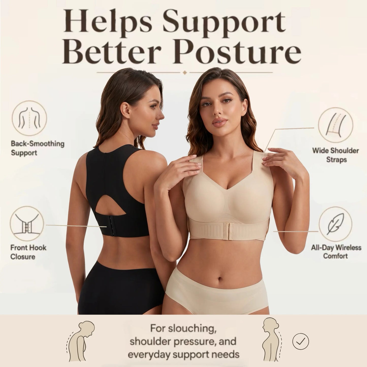 59% OFF Wireless Shaping Bra | 360 Jelly Strip Support Seamless Push Up Bra, Wide Strap Back Smoothing Sports Bra For Yoga Office Daily Wear