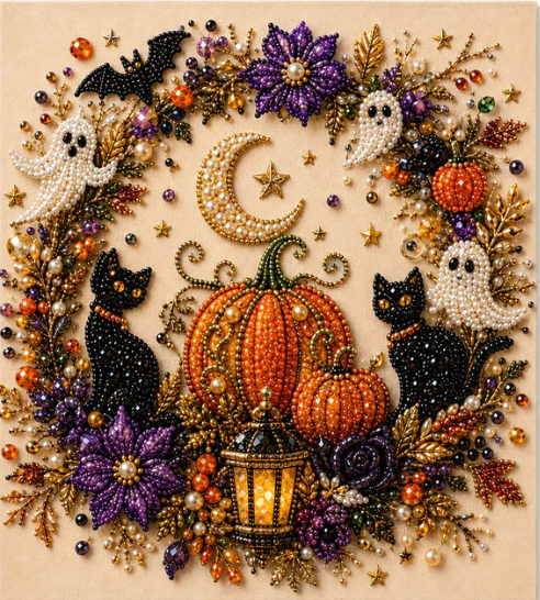 👻 Last Day 60% OFF – 👻✨ Halloween Pearl Art DIY Kit – Turn Tiny Pearls into Spooky-Cute Magic