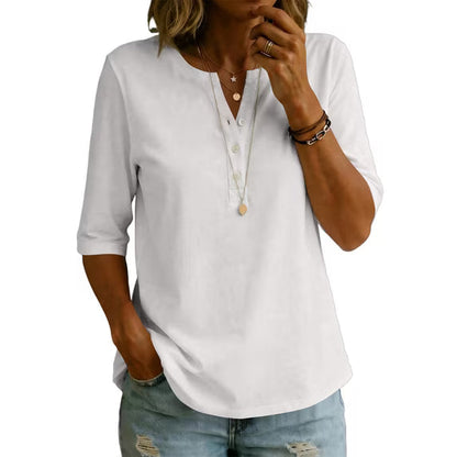 🌿 Classic Henley Collar 100% Cotton T-Shirt
