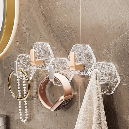 10 Pack Hexagonal Ripple Heavy Duty Hooks for Bathroom, Kitchen & Household Organization