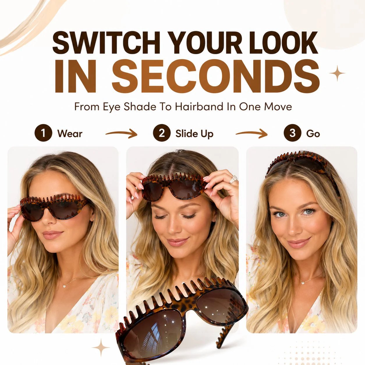 🕶2-In-1 Tortoiseshell Headband Sunglasses