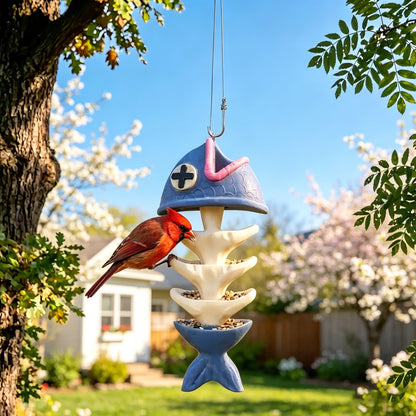 Fish Skeleton Hanging Bird Feeder