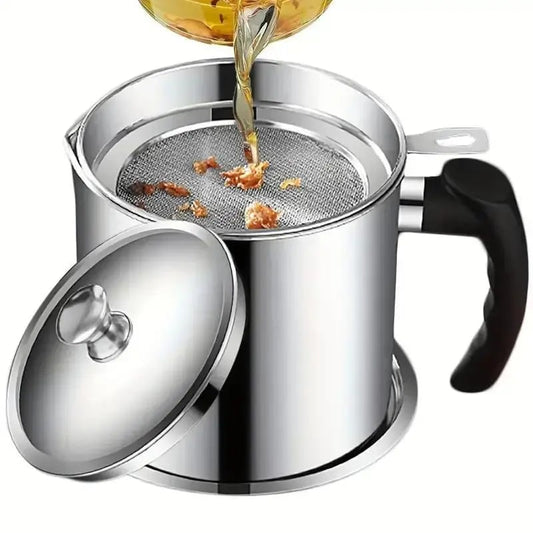 🔥 Hot sell!  1 Count Modern Kitchen Oil Dispenser with Tray & Lid,Stainless Steel Oil Pot with Filter,Bacon Grease Container, Cooking Oil Can, Kitchenware, Utensils, Kitchen Gadgets