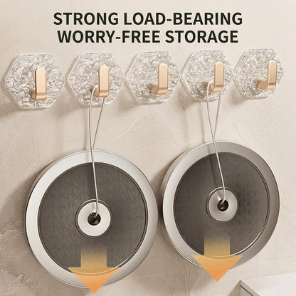 10 Pack Hexagonal Ripple Heavy Duty Hooks for Bathroom, Kitchen & Household Organization