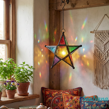✨Moroccan Star Lantern - Colorful Stained Glass