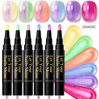 5 in 1 Aurora Gel Nail Polish Pen with Base Color and Top Coat