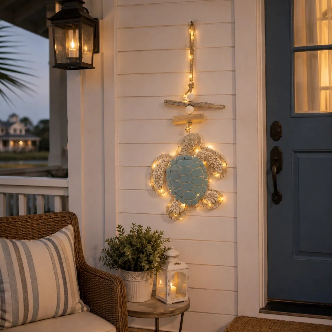 🐢Lighted Coastal Sea Turtle Hanging Wall Decor with Remote