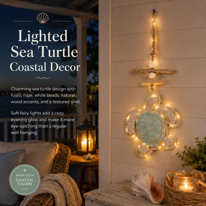 🐢Lighted Coastal Sea Turtle Hanging Wall Decor with Remote