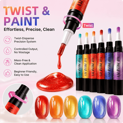 💅 6PCS One-Step Gel Nail Art Pen Set – Salon Beauty at Home