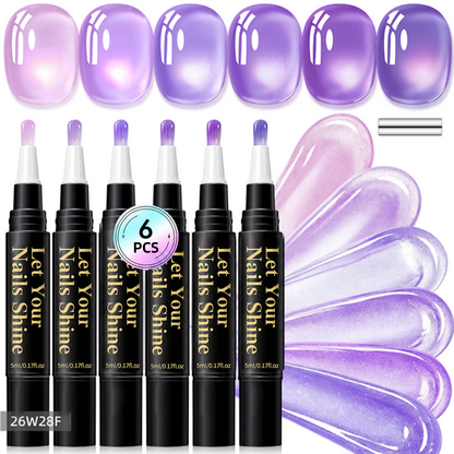5 in 1 Aurora Gel Nail Polish Pen with Base Color and Top Coat