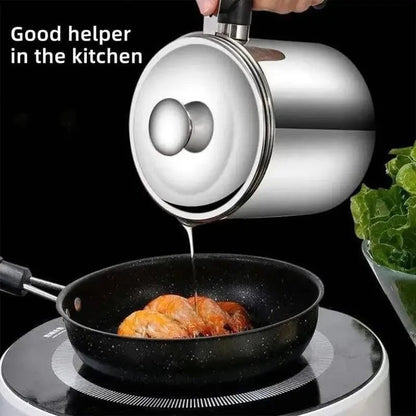 🔥 Hot sell!  1 Count Modern Kitchen Oil Dispenser with Tray & Lid,Stainless Steel Oil Pot with Filter,Bacon Grease Container, Cooking Oil Can, Kitchenware, Utensils, Kitchen Gadgets
