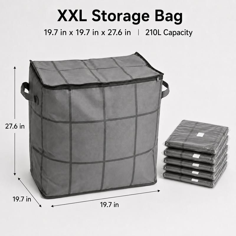 Large Capacity Storage & Moving Bag, Zippered Organizer for Clothes, Quilts, Bedding & Blankets