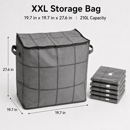 Large Capacity Storage & Moving Bag, Zippered Organizer for Clothes, Quilts, Bedding & Blankets
