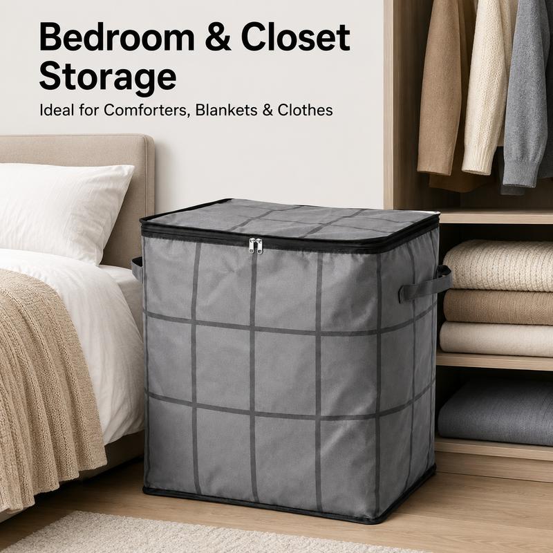 Large Capacity Storage & Moving Bag, Zippered Organizer for Clothes, Quilts, Bedding & Blankets