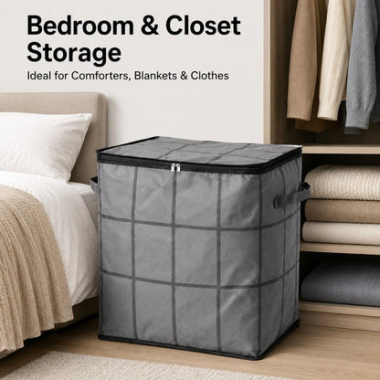 Large Capacity Storage & Moving Bag, Zippered Organizer for Clothes, Quilts, Bedding & Blankets