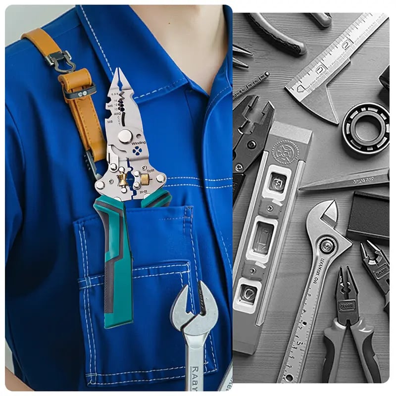 16 in 1 Wire Stripper Twister for Cutting and Pulling Wires,Cable Scissors,Voltage Tester Pliers, 30V to 220V Live,Null,Hot Wire Judgment AC DC, Audible and Flashing LED Alarms
