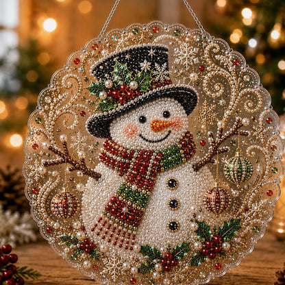 🎄 LAST DAY 49% OFF🎄 Christmas Pearl Diamond Art Hanging Ornament Kit | Luxury Flocked Canvas with Scratch-Resistant Non-Fading Pearl Beads DIY Handmade Holiday Hanging Decor 🎅💎