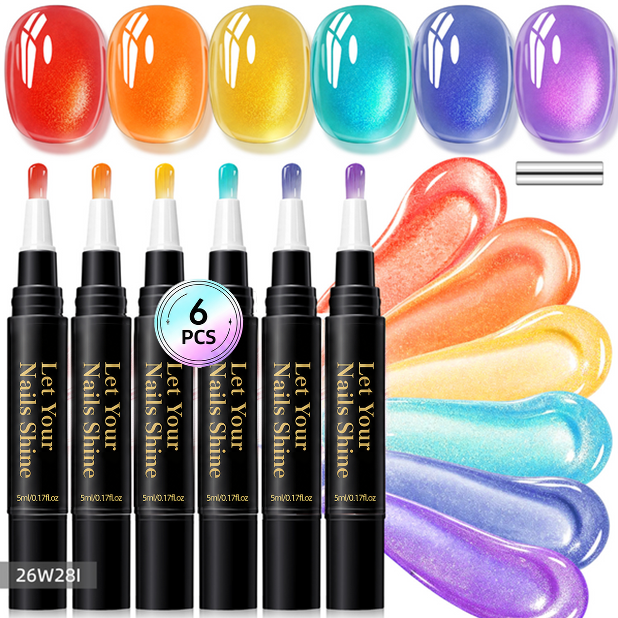 5 in 1 Aurora Gel Nail Polish Pen with Base Color and Top Coat