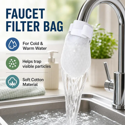 [Fits Faucets < 1"] 50 cotton filter bags disposable Cotton Faucet Filter Bags with 5 fastening straps