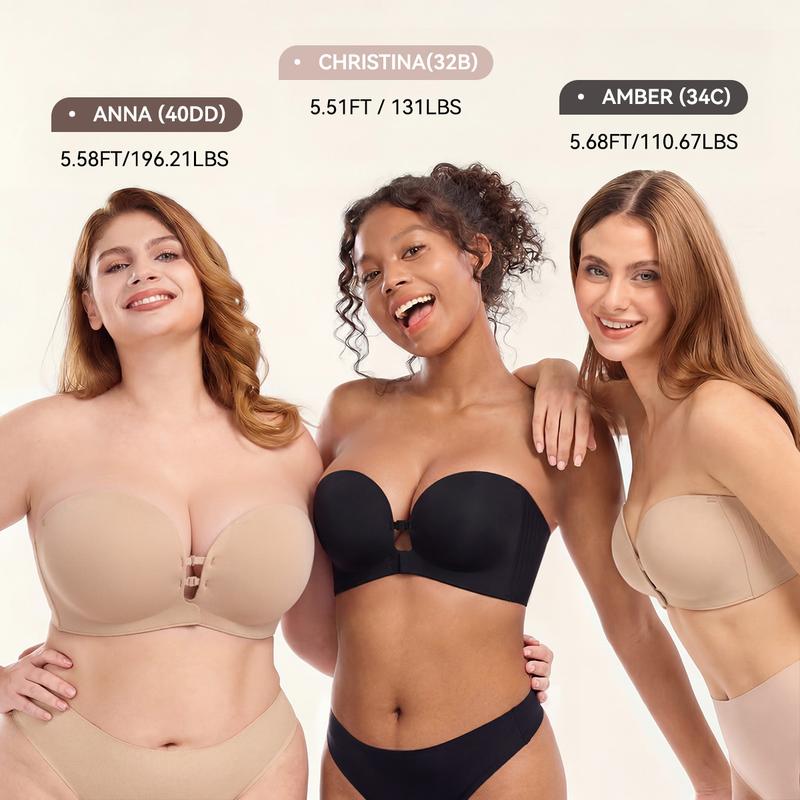 👙Last Day Special Price🤍Women’s Seamless Front Closure Strapless Bra, Ultra Soft Moisture-Wicking Invisible Everyday Bra