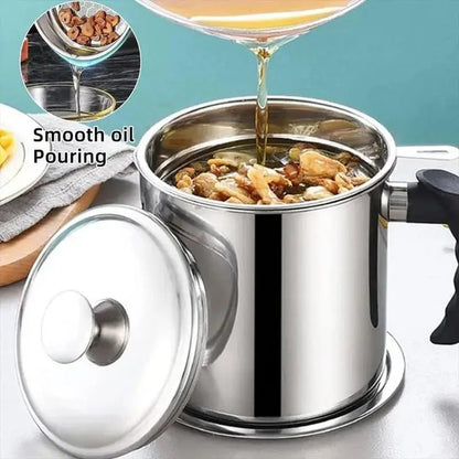 🔥 Hot sell!  1 Count Modern Kitchen Oil Dispenser with Tray & Lid,Stainless Steel Oil Pot with Filter,Bacon Grease Container, Cooking Oil Can, Kitchenware, Utensils, Kitchen Gadgets