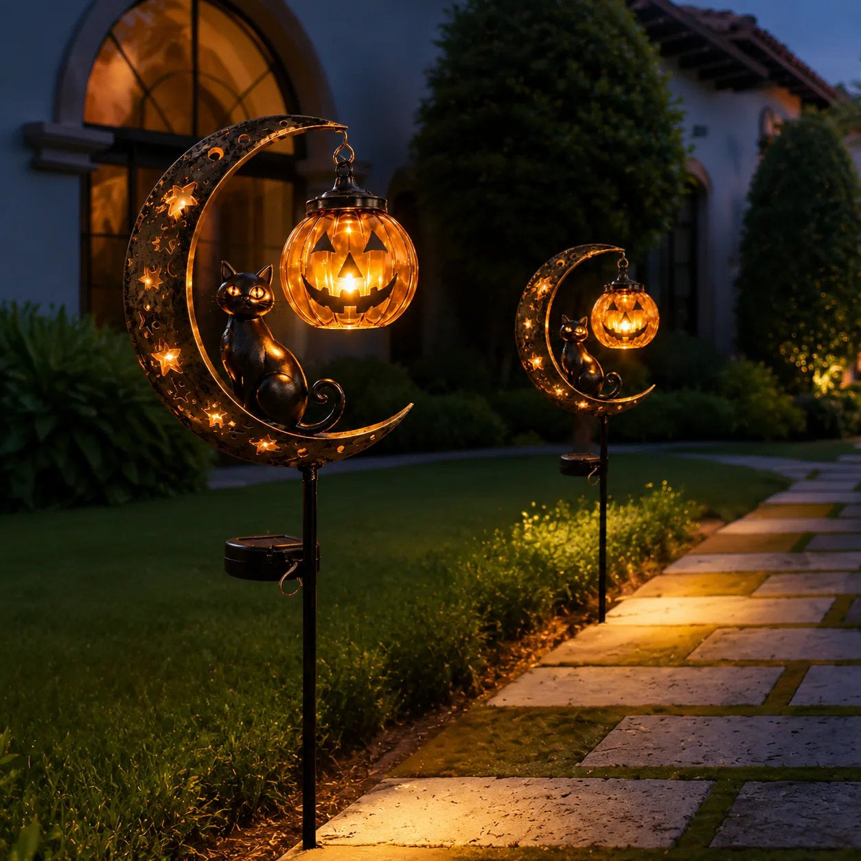 2026! ! !🔥59% OFF TODAY 👻 Solar Halloween Garden Stake Light with Black Cat & Pumpkin