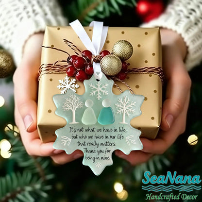 🌊Snowflake-Shaped Sea Glass Friendship Ornament