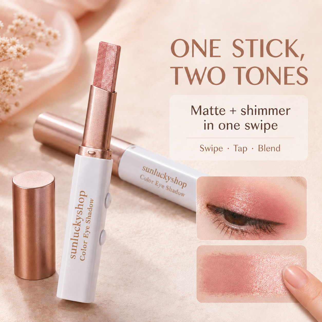 🌟Dual-Tone Eyeshadow Stick Set — 6 Color Waterproof Gradient Eye Shadow Crayons